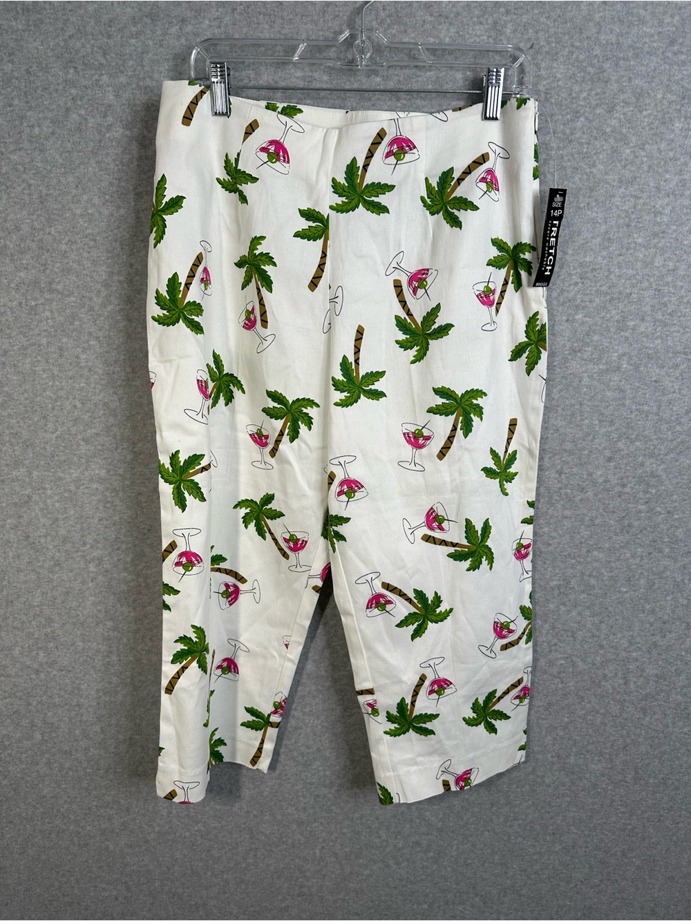 Briggs Womens Wide Leg Capri Pants 14 Petite Tropical Beach Resort Wear Stretch